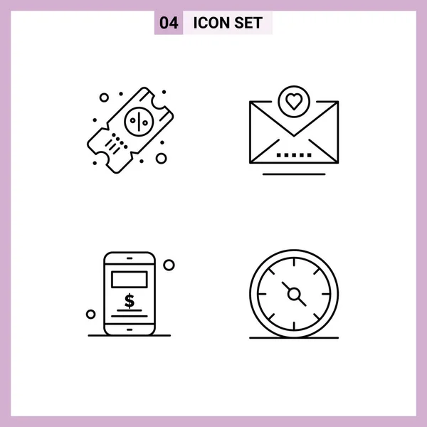 Universal Icon Symbols Group Modern Filledline Flat Colors Ticket Business — Stock Vector