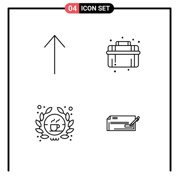 Pictogram Set Van Eenvoudige Filledline Platte Kleuren Van Pijl Teken — Stockvector