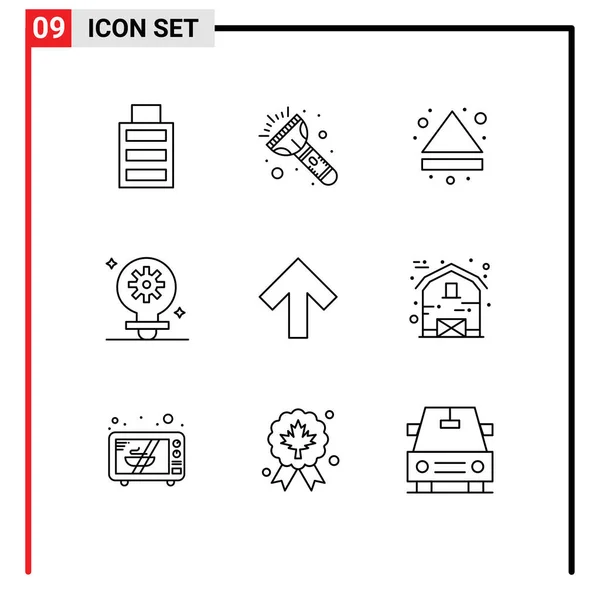 Pictogram Set Dari Garis Besar Sederhana Gudang Atas Multimedia Panah - Stok Vektor