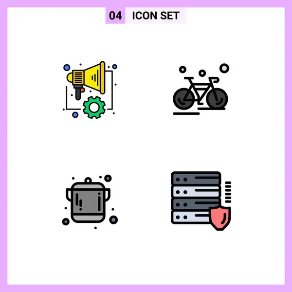 Filledline Flat Color Pack Universal Symbols Automation Cooking Speaker Cytic — 스톡 벡터