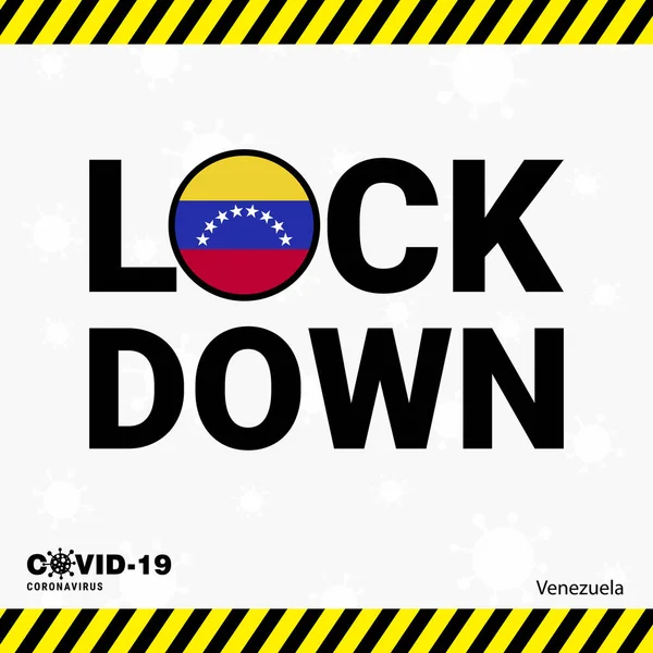 Coronavirus Venezuela Lock Tipografía Con Bandera Del País Pandemia Coronavirus — Vector de stock