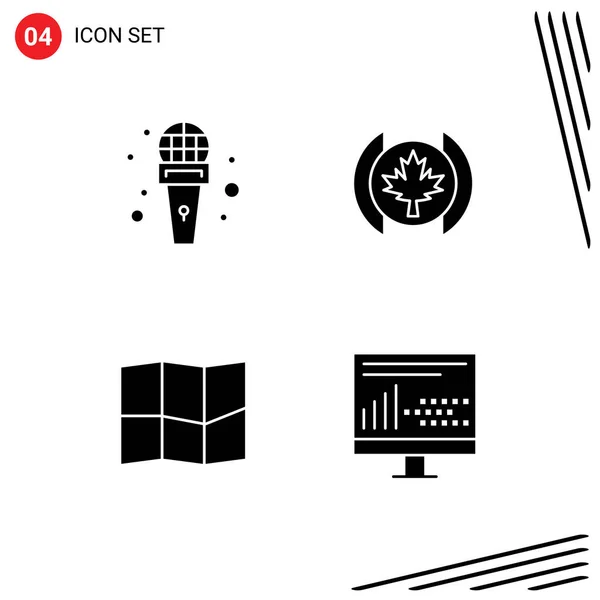 Stock Vector Icon Pack Line Signs Symbols Mic Coding Reporter — Stock Vector
