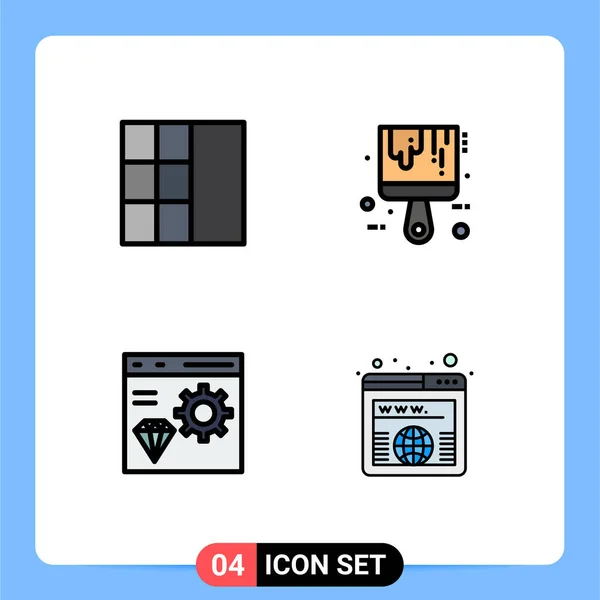 Universal Icon Symbols Group Modern Filledline Flat Colors Grid Develop — Stock Vector