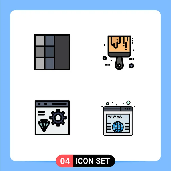 Universal Icon Symbols Group Modern Filledline Flat Colors Grid Development — 스톡 벡터