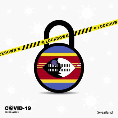 Svaziland Kilitli Coronavirüs Salgın Bilinç Şablonu. COVID-19 Kilitleme Tasarımı