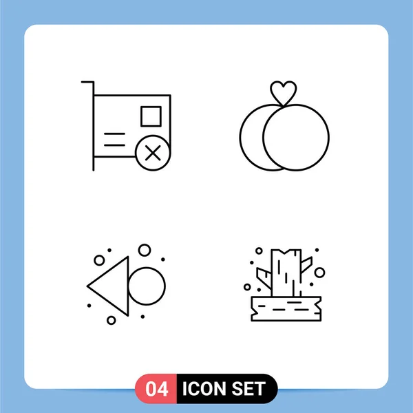 ストックベクトルアイコンカード ハードウェア リング 分岐のための4行の記号とシンボルのパック編集可能なベクトルデザイン要素 — ストックベクタ