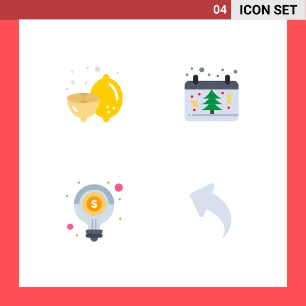 Set Iconos Planos Comerciales Pack Para Limón Idea Fruta Navidad — Vector de stock