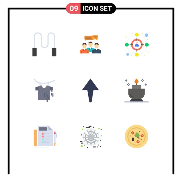 Pictogram Set Van Eenvoudige Platte Kleuren Kaars Pijl Online Opknoping — Stockvector