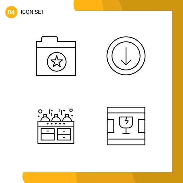 Set Iconos Interfaz Usuario Moderna Símbolos Signos Para Favoritos Horno — Vector de stock