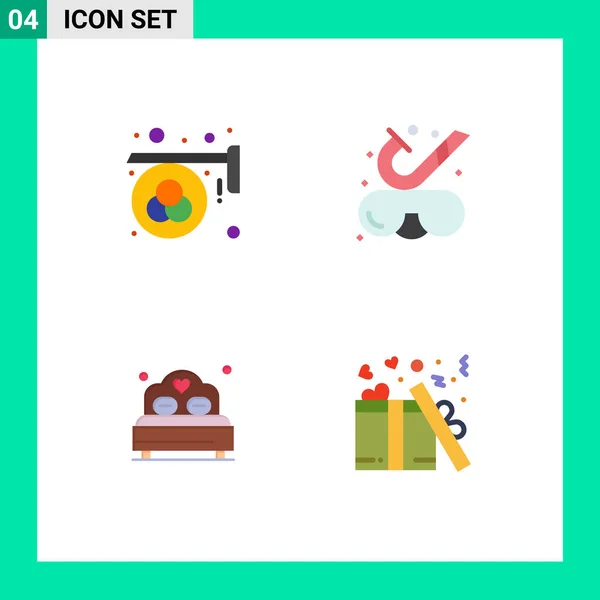 Flat Icon Concept Websites Mobile Apps Advertisement Bed Palette Goggles — Stock Vector