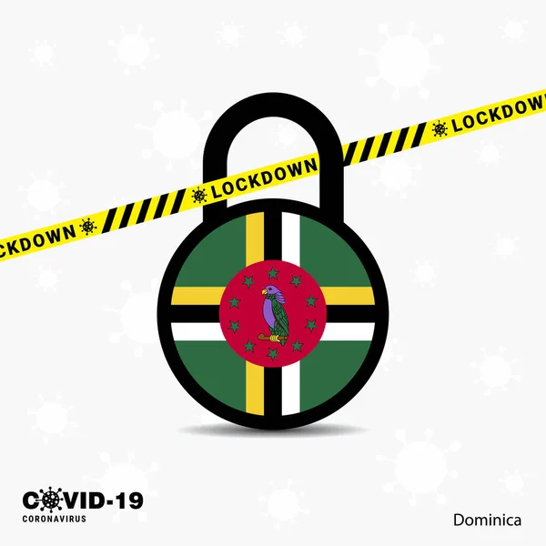 Dominica Lock Hecho Lock Coronavirus Conciencia Pandémica Plantilla Covid Lock — Vector de stock