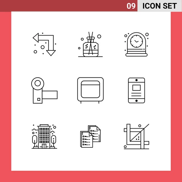 User Interface Outline Pack Modern Jelek Szimbólumok Bank Modulok Óra — Stock Vector