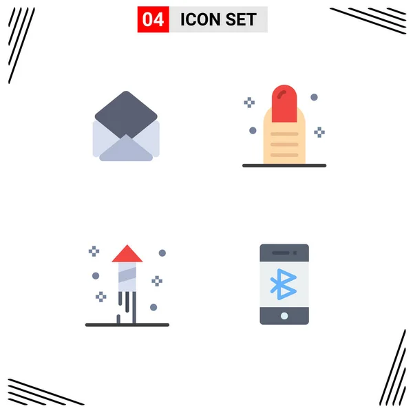Universal Icon Symbols Grupo Iconos Planos Modernos Correo Bluetooth Belleza — Vector de stock