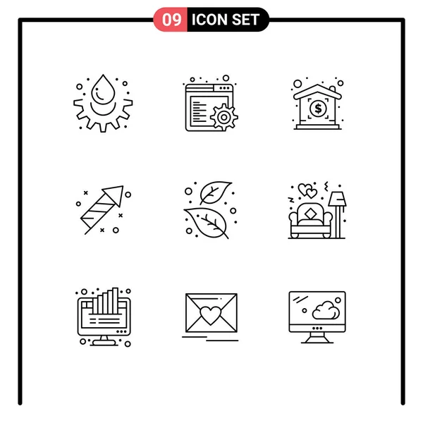 Conjunto Iconos Interfaz Usuario Moderna Símbolos Signos Para Naturaleza Otoño — Vector de stock