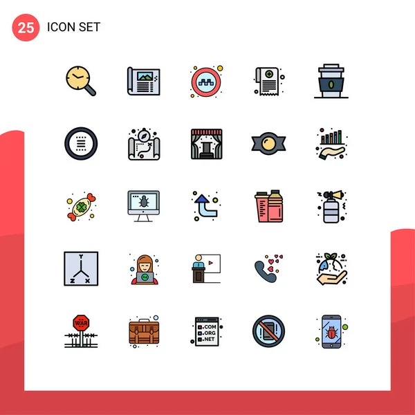 現代的な25のフルラインフラットカラーのセットコーヒー タクシーの写真編集可能なベクトルデザイン要素 — ストックベクタ
