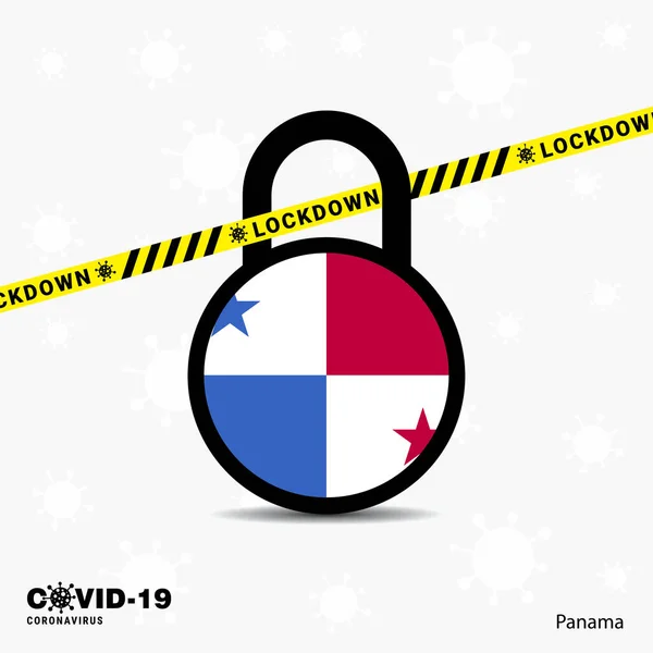 Panama Lock Lock Coronavirus Pandemic Awareness Template 인터넷 데이터베이스 Covid — 스톡 벡터