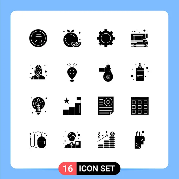 User Interface Solid Glyph Pack Modern Signs Symbols Avatar Τροχόσπιτο — Διανυσματικό Αρχείο