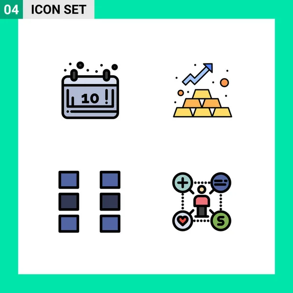 Pictogram Set Simple Filledline Flat Colors Autumn Season Money Wireframe — 스톡 벡터