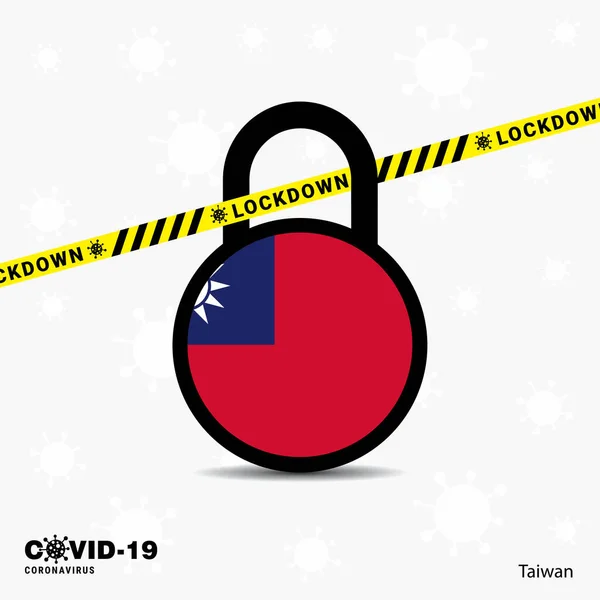 Taiwán Lock Hecho Lock Coronavirus Conciencia Pandémica Plantilla Covid Lock — Vector de stock