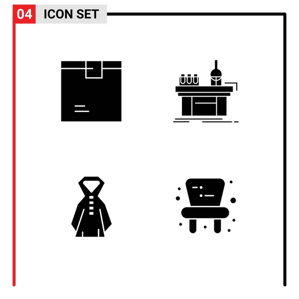 Set Modern Icons Symbols Signs Box Production Product Chemistry Rain — Stock Vector