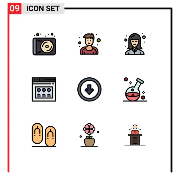 Pictogram Set Van Simple Filledline Flat Colors User Arrow Girl — Stockvector