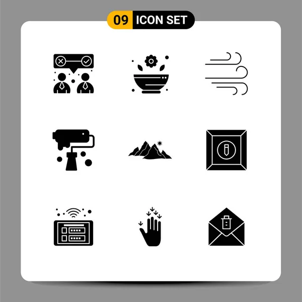 Creative Icons Modern Signs Symbols Hill Mountain Weather Design Creative — Stock Vector