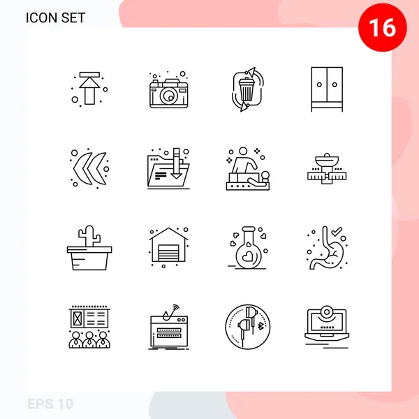 Stock Vector Icon Pack Line Signs Symbols Hotel Furniture Waste — Stock Vector