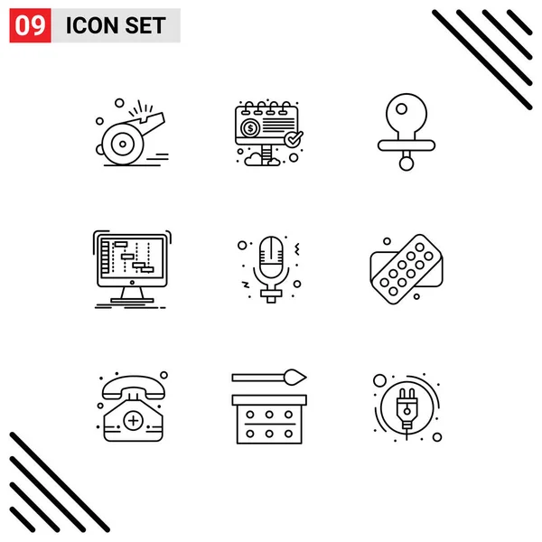 Set Von Modernen Symbolen Symbole Zeichen Für Tag Digital Marketing — Stockvektor