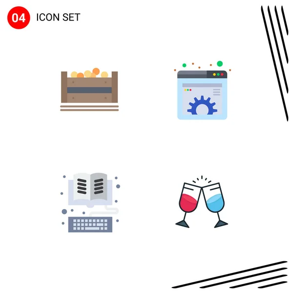 Set Commercial Flat Icons Pack Bangladesh Book Bangla Gear Keyboard — Stock Vector