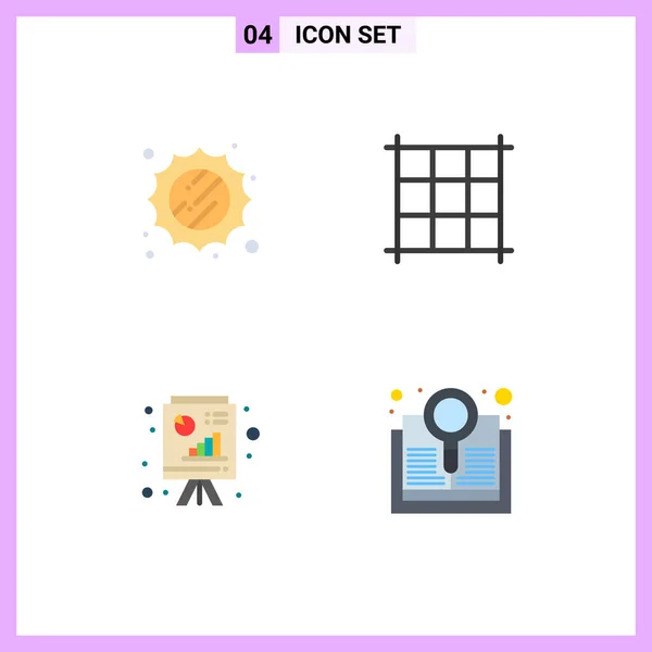 Universal Icon Symbols Group Modern Flat Icons Sun Explore Pixels — Stock Vector