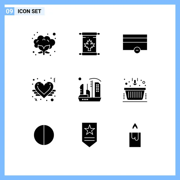 Creative Icons Modern Signs Symbols Colony City Money Love Heart — Stock Vector