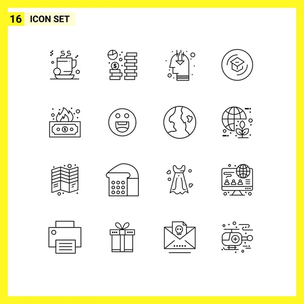 Modern Set Outlines Symbols School Knowledge Saving Graduation Public Opinion — Stock Vector