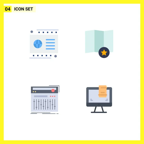 Mobile Interface Flat Icon Set Mit Piktogrammen Für Karte Midi — Stockvektor