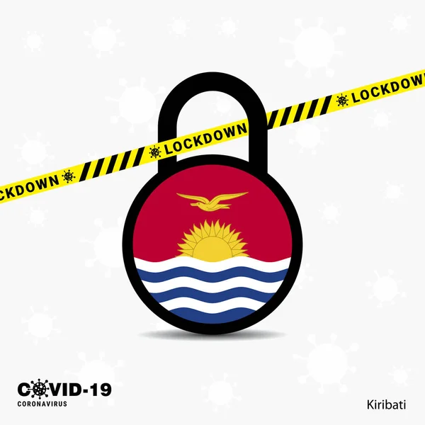 Kiribati Lock Lock Coronavirus Pandemische Bewustzijn Template Covid Afsluitontwerp — Stockvector