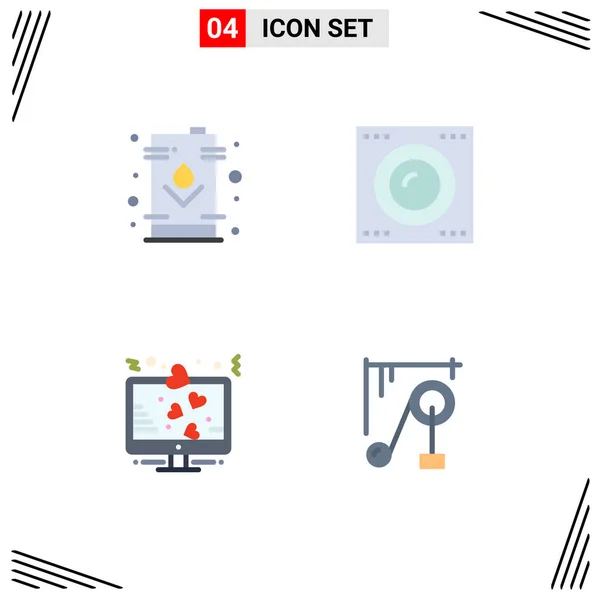 Group Flat Icons Signs Symbols Can Display Oil Gadgets Lcd — Stock Vector