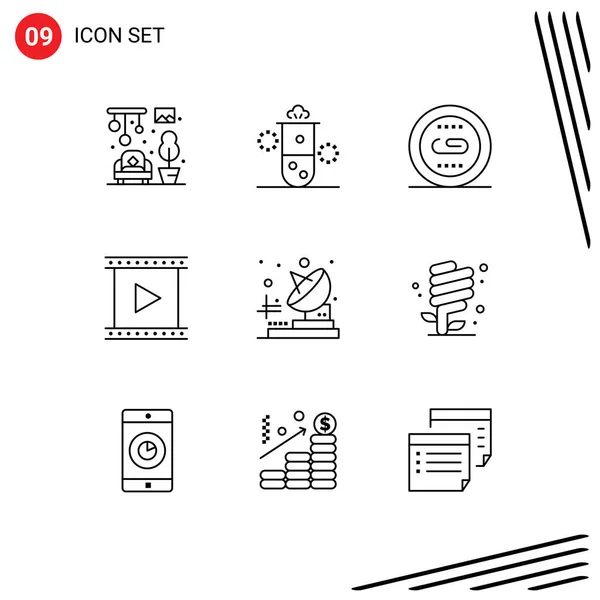 Conjunto Iconos Interfaz Usuario Moderna Símbolos Signos Para Producción Película — Vector de stock