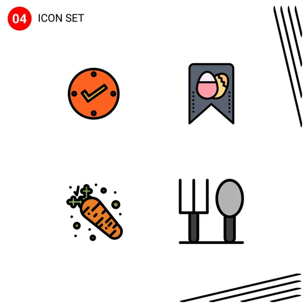 Piktogramm Set Mit Einfachen Filledline Flache Farben Von Offenen Nahrungsmitteln — Stockvektor