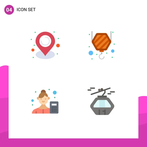 Conjunto Iconos Planos Universales Para Aplicaciones Web Móviles Ubicación Analista — Vector de stock