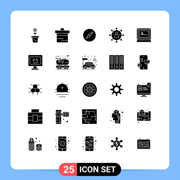 Zestaw Commercial Solid Glyphs Pack Screen Person Money People Business — Wektor stockowy