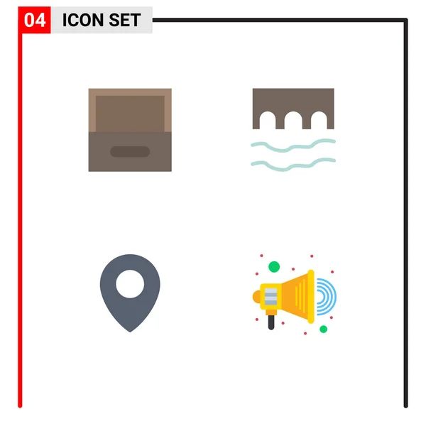 現代的な4つのフラットアイコンとアーカイブ 記念碑 広告などのシンボルのセット編集可能なベクトルデザイン要素 — ストックベクタ