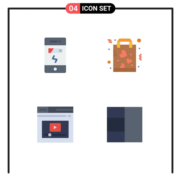 Moderno Set Icone Piatte Simboli Come Batteria Internet Stato Amore — Vettoriale Stock