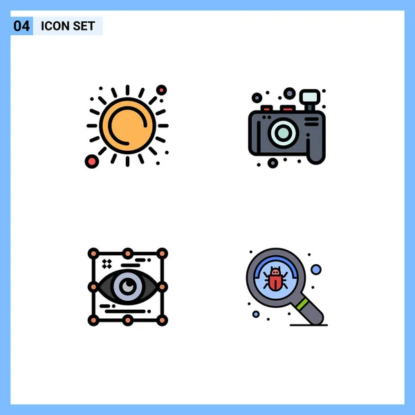 Universal Icon Symbols Group Modern Filledline Flat Colors Summer Eye — Vetor de Stock