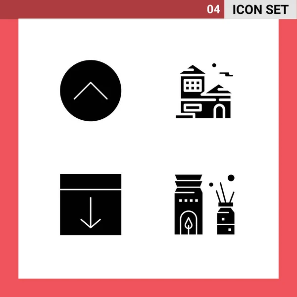 Pictogram Set Simple Solid Glyphs Grid Multimedia Building Layout Editable — Stock Vector