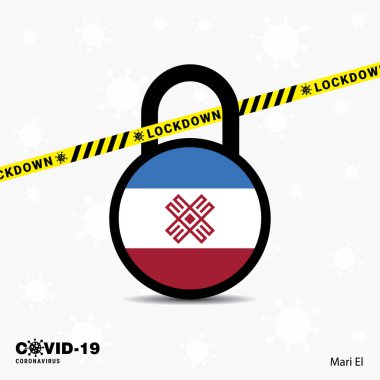 Mari-El Lock Kilit Kilidi Coronavirüs Salgın Bilinç Şablonu. COVID-19 Kilitleme Tasarımı