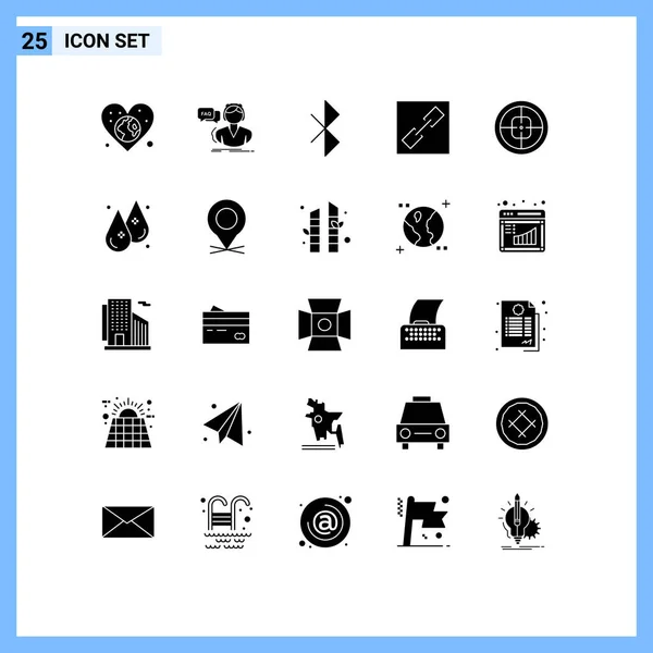 Pictogram Set Van Eenvoudige Solid Glyphs Van Badge Link Consult — Stockvector