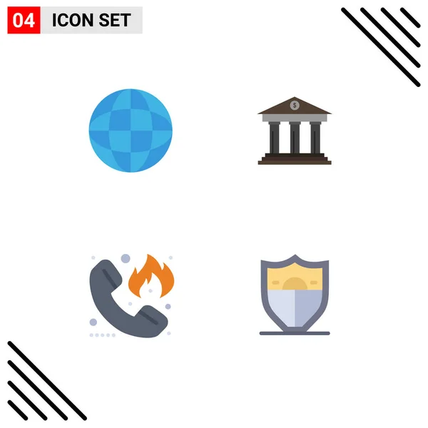 Set Van Commercial Flat Icons Pakket Voor Onderwijs Noodgevallen Bank — Stockvector