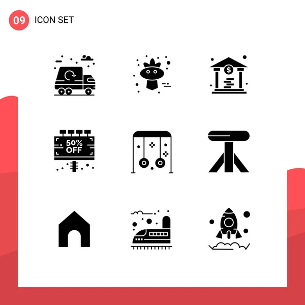 Solid Glyph Conceito Para Websites Mobile Apps Parque Oferta Banco —  Vetores de Stock