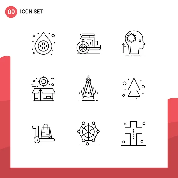 Conjunto Icones Modernos Símbolos Sinais Para Pacotes Engradados Mente Caixas — Vetor de Stock