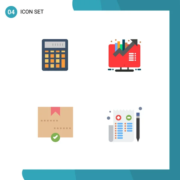 Ensemble Moderne Icônes Plates Symboles Tels Que Calculatrice Croissance Calculer — Image vectorielle