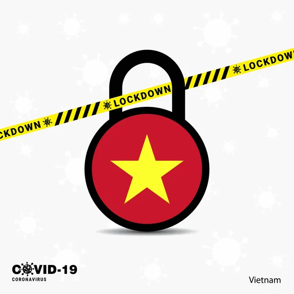 Vietnam Lock Lock Plantilla Conciencia Pandémica Coronavirus Diseño Bloqueo Covid — Vector de stock